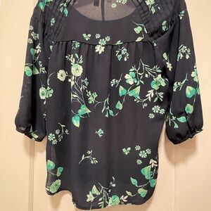 LC Lauren Conrad Navy Floral Top